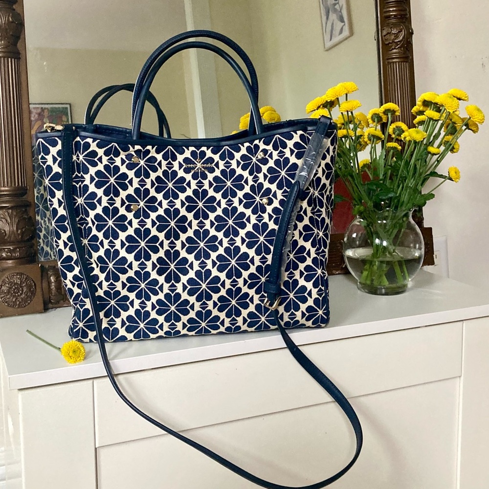 Kate Spade Floral Blue and White Tote Bag